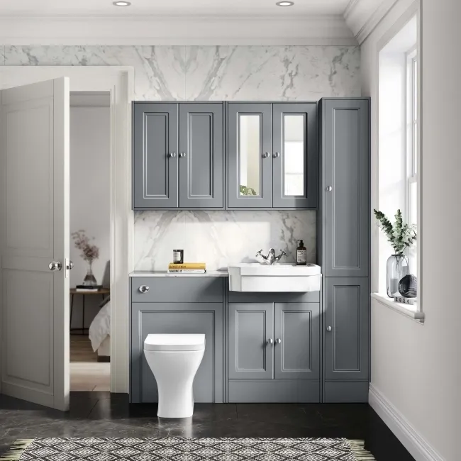 Monaco Dove Grey Combination Vanity Traditional Basin with Marble Top & Atlanta Toilet 1200mm