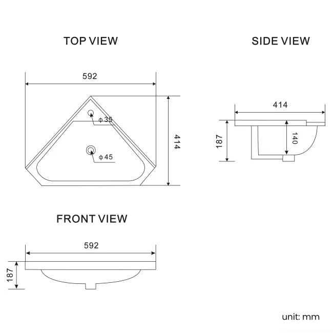Lucia Chalk White Corner Basin Vanity 400mm