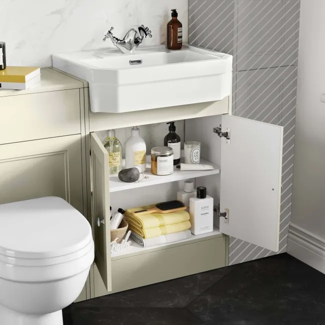 Monaco Chalk White Combination Vanity Traditional Basin and Seattle Toilet 1200mm