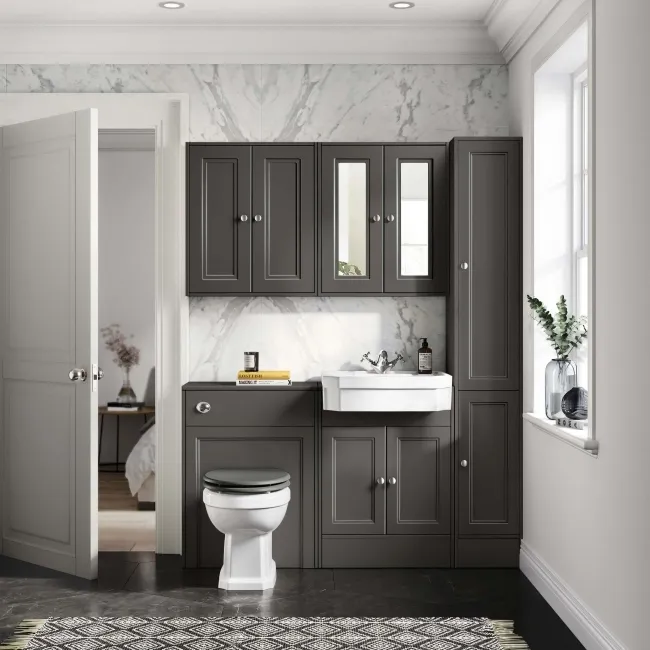 Monaco Graphite Grey Traditional Basin Vanity and Back To Wall Unit 1200mm (Excludes Pan & Cistern)