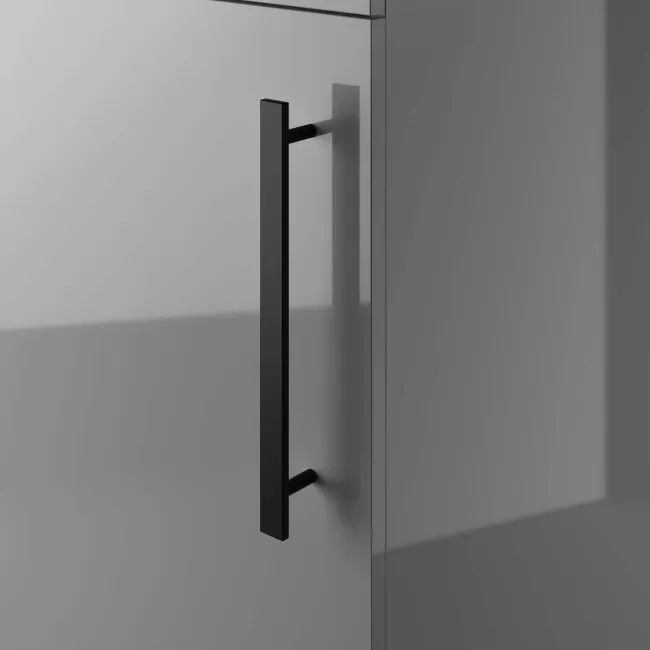 Avon Stone Grey Cloakroom Floor Standing Basin Vanity 400mm - Black Accents