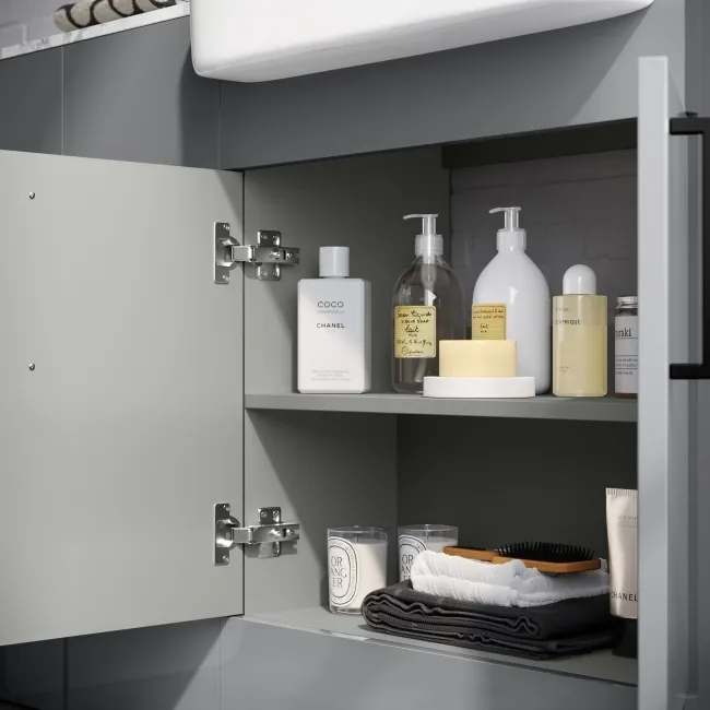 Harper Stone Grey Combination Vanity Basin with Marble Top & Miami Toilet 1500mm - Black Accents