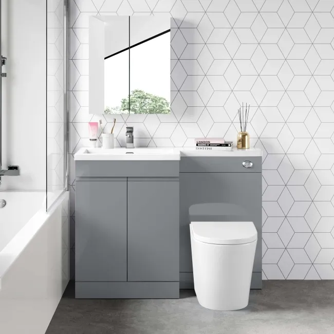 Trent Stone Grey Combination Vanity Basin and Boston Toilet 1100mm - Left Handed
