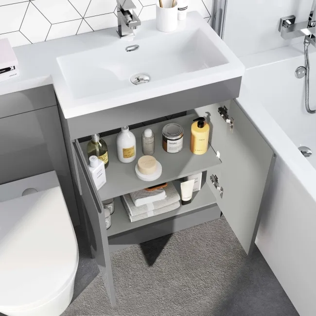 Trent Stone Grey Combination Vanity Basin and Boston Toilet 1100mm - Right Handed