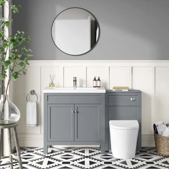 Bermuda Dove Grey Combination Vanity Basin and Boston Toilet 1300mm