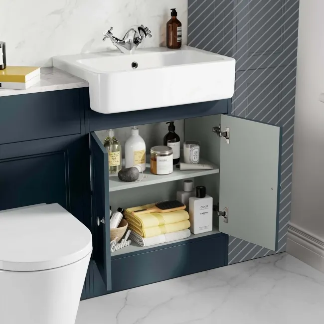 Monaco Inky Blue Combination Vanity Basin with Marble Top & Boston Toilet 1200mm