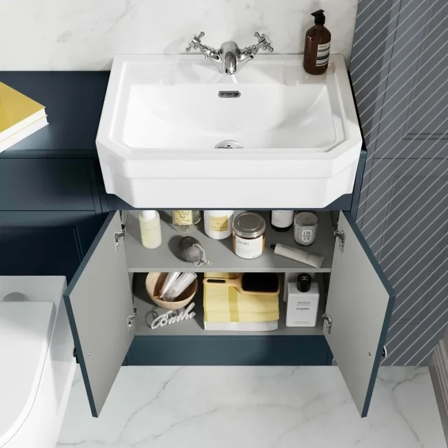 Monaco Inky Blue Combination Vanity Traditional Basin and Boston Toilet 1200mm