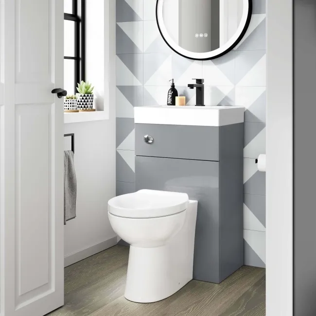 Ohio Stone Grey 2-In-1 Combined Wash Basin & Austin Toilet 500mm