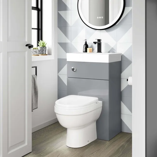 Ohio Stone Grey 2-In-1 Combined Wash Basin & Seattle Toilet 500mm