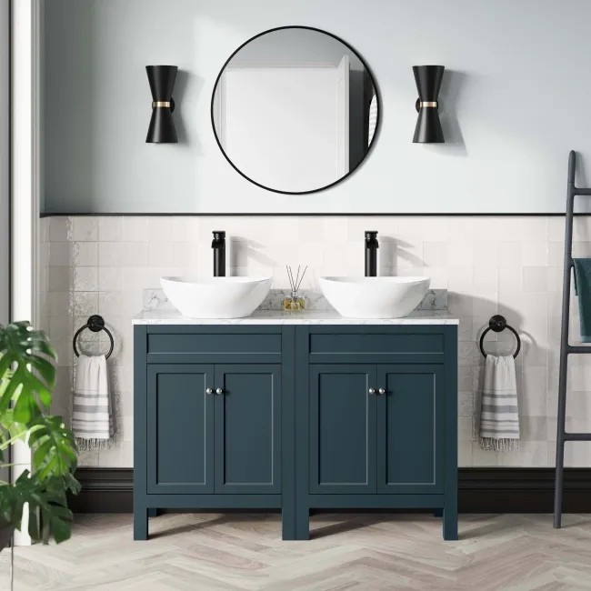 Bermuda Inky Blue Vanity with Marble Top & Oval Counter Top Basin 1200mm