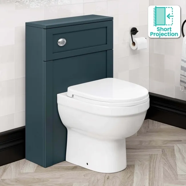 Bermuda Traditional Inky Blue Slimline Back To Wall Unit and Seattle Toilet