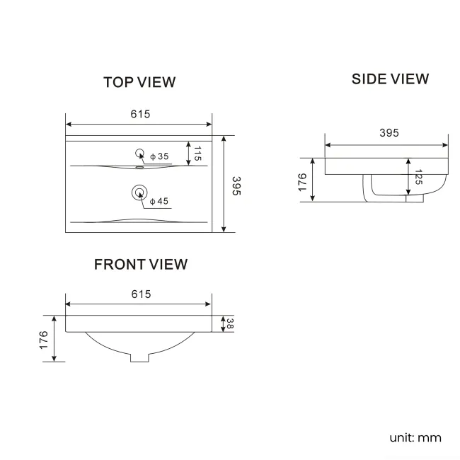 Bermuda Dove Grey Basin Vanity 600mm - Brushed Brass Accents