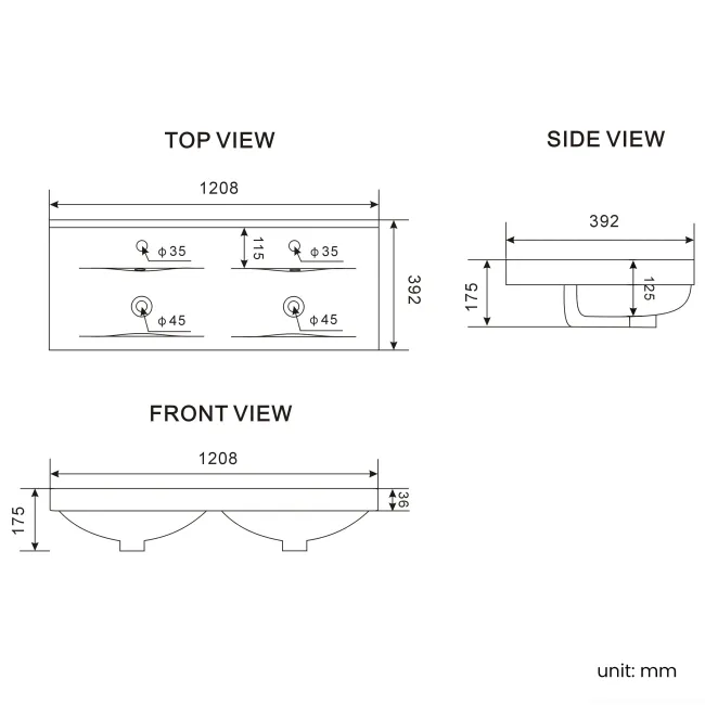 Bermuda Dove Grey Double Basin Vanity 1200mm - Brushed Brass Accents