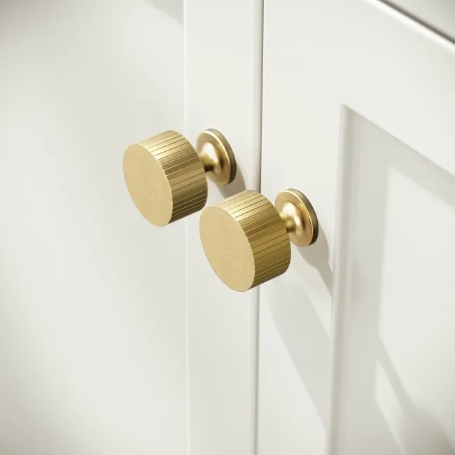 Bermuda Chalk White Basin Vanity 600mm - Brushed Brass Accents