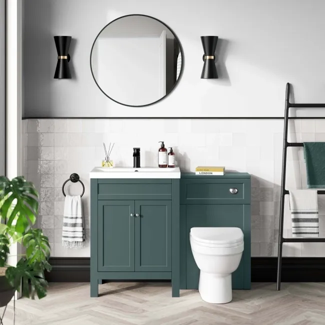 Bermuda Midnight Green Combination Vanity Basin and Seattle Toilet 1100mm
