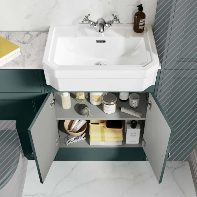 Monaco Midnight Green Combination Vanity Traditional Basin with Marble Top 1200mm (Excludes Pan & Cistern)