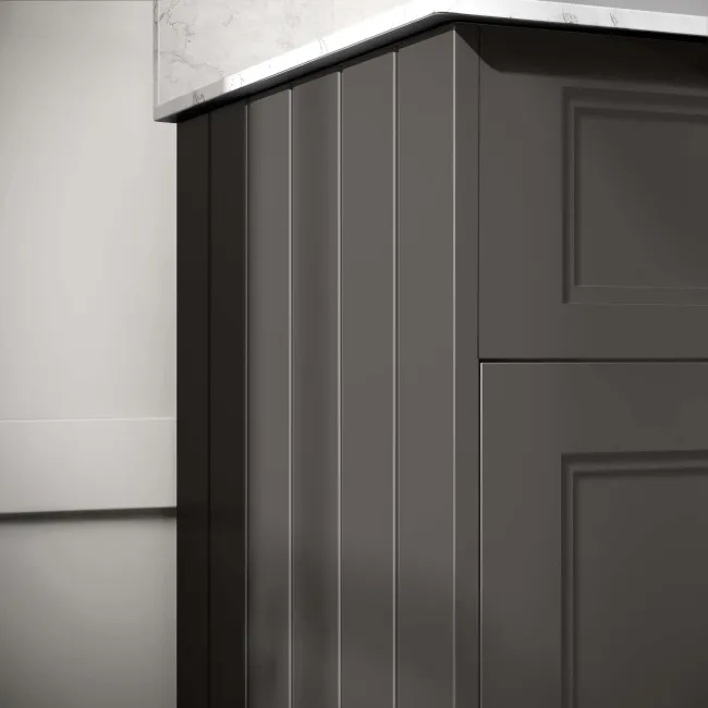 Lucia Graphite Grey Vanity with Marble Top & Undermount Basin 630mm - Brushed Brass Accents