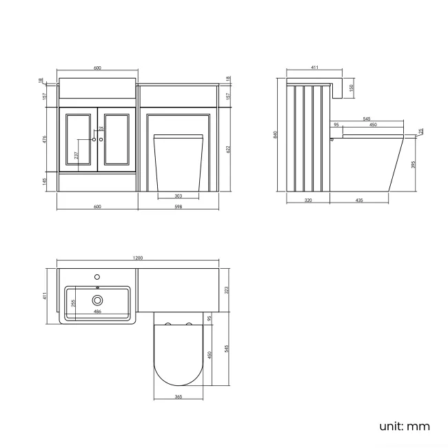 Monaco Midnight Green Combination Vanity Basin and Boston Toilet 1200mm - Brushed Brass Accents