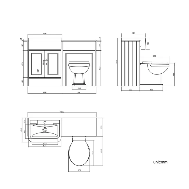 Monaco Midnight Green Combination Vanity Traditional Basin and Hudson Toilet with Wooden Seat 1200mm