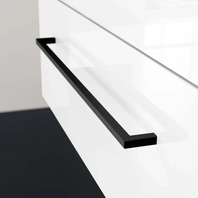 Elba Gloss White Wall Hung Basin Drawer Vanity 800mm - Black Accents