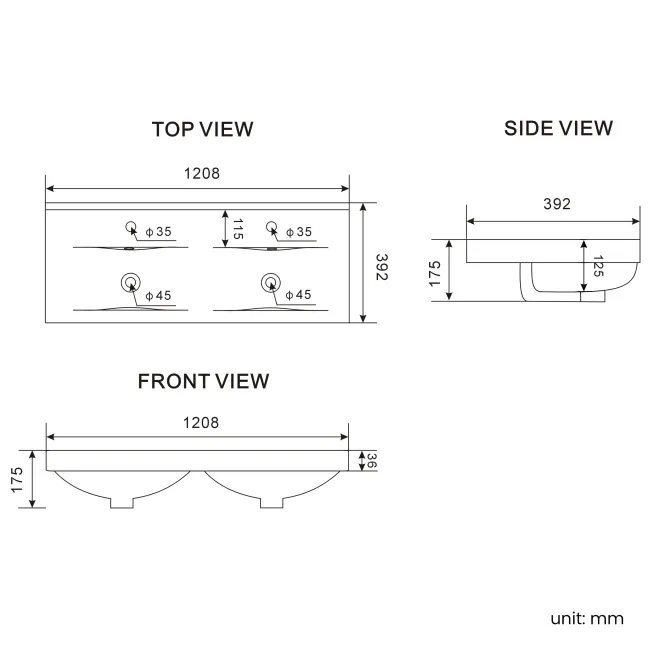 Bermuda Dove Grey Double Basin Vanity 1200mm - Brass Knurled Handles