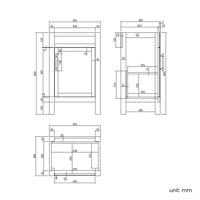 Bermuda Chalk White Basin Vanity 500mm - Brass Knurled Handles
