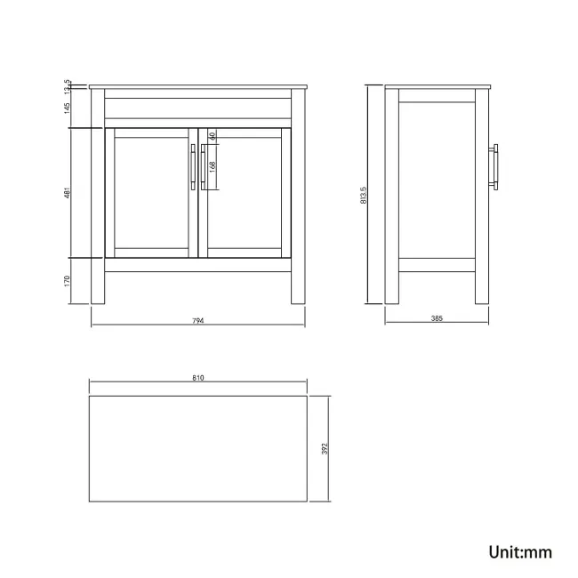 Bermuda Chalk White Vanity with Marble Top & Curved Counter Top Basin 800mm - Brass Knurled Handles