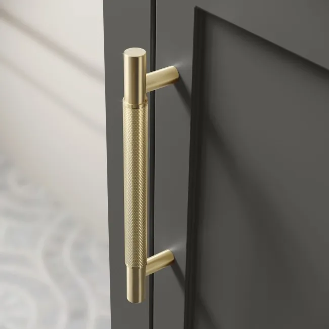 Bermuda Graphite Grey Cloakroom Basin Vanity 400mm - Brass Knurled Handles