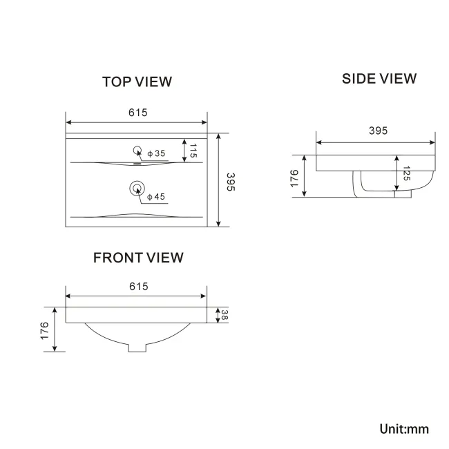 Bermuda Graphite Grey Basin Vanity 600mm - Brass Knurled Handles