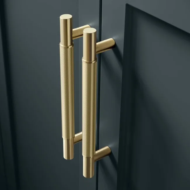 Bermuda Inky Blue Cabinet with Marble Top 800mm Excludes Counter Top Basin - Brass Knurled Handles