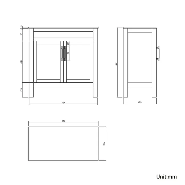 Bermuda Inky Blue Cabinet with Marble Top 800mm Excludes Counter Top Basin - Brass Knurled Handles