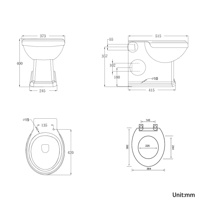 Monaco Chalk White Combination Vanity Basin and Hudson Toilet with Wooden Seat 1200mm - Brass Knurled Handles
