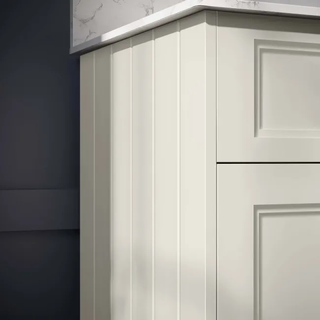 Lucia Chalk White Double Vanity with Marble Top & Undermount Basins 1200mm - Brass Knurled Handles