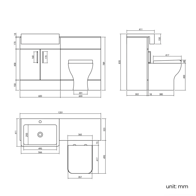Harper Navy Blue Combination Vanity Basin with Marble Top & Houston Toilet 1200mm