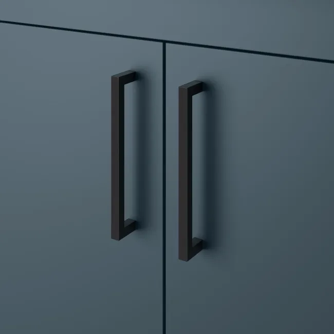 Harper Navy Blue Combination Vanity Basin and Tucson Toilet 1200mm - Black Accents - Left Handed