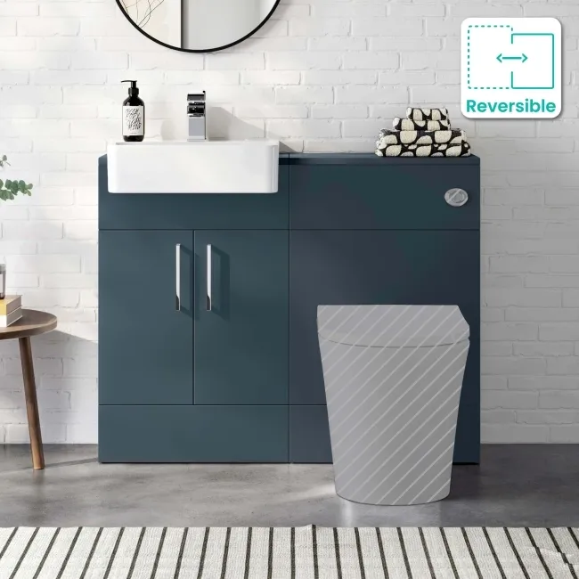 Harper Navy Blue Basin Vanity and Back To Wall Toilet Unit 1000mm - Excludes Toilet