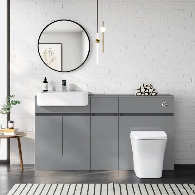 Foster Stone Grey Combination Vanity Basin and Houston Toilet 1500mm