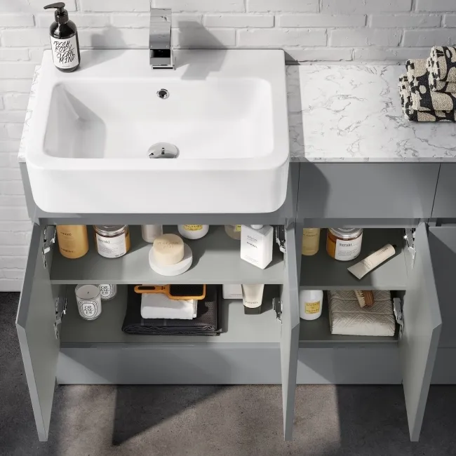 Foster Stone Grey Combination Vanity Basin with Marble Top 1500mm - Excludes Toilet