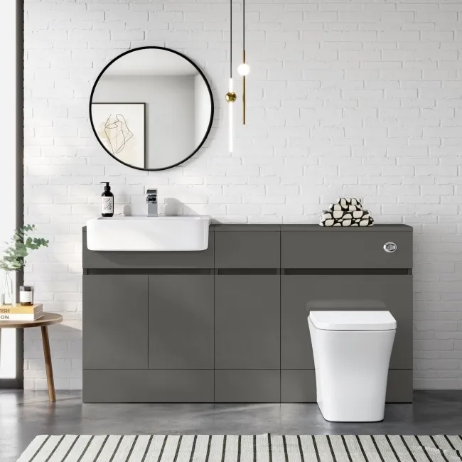 Foster Tungsten Grey Combination Vanity Basin and Houston Toilet 1500mm