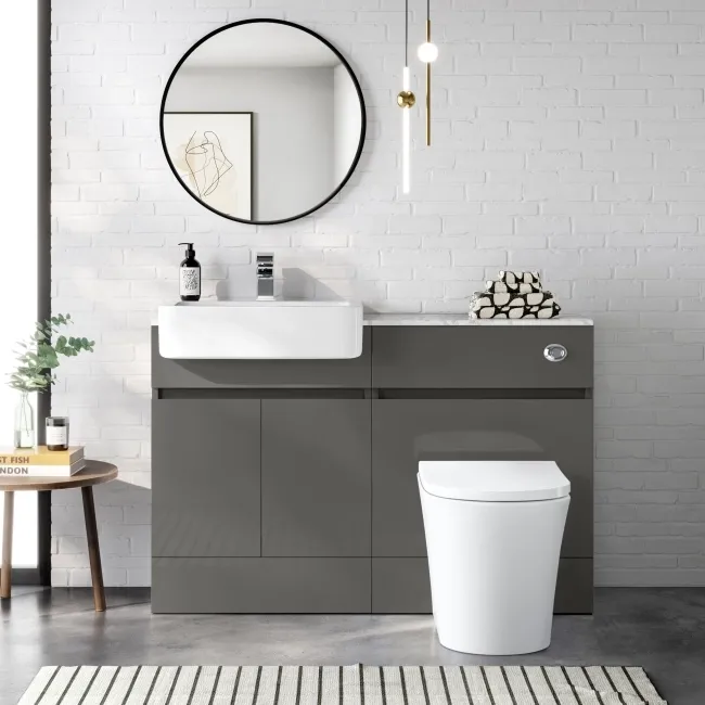 Foster Tungsten Grey Combination Vanity Basin with Marble Top & Tucson Toilet 1200mm