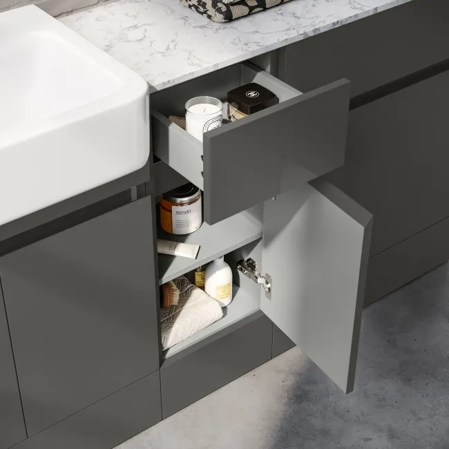 Foster Tungsten Grey Combination Vanity Basin with Marble Top 1500mm - Excludes Toilet