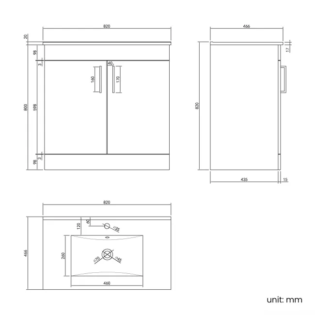 Mersey Gloss White Basin Vanity 800mm