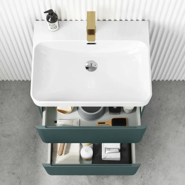 Corsica Midnight Green Basin Drawer Vanity 600mm