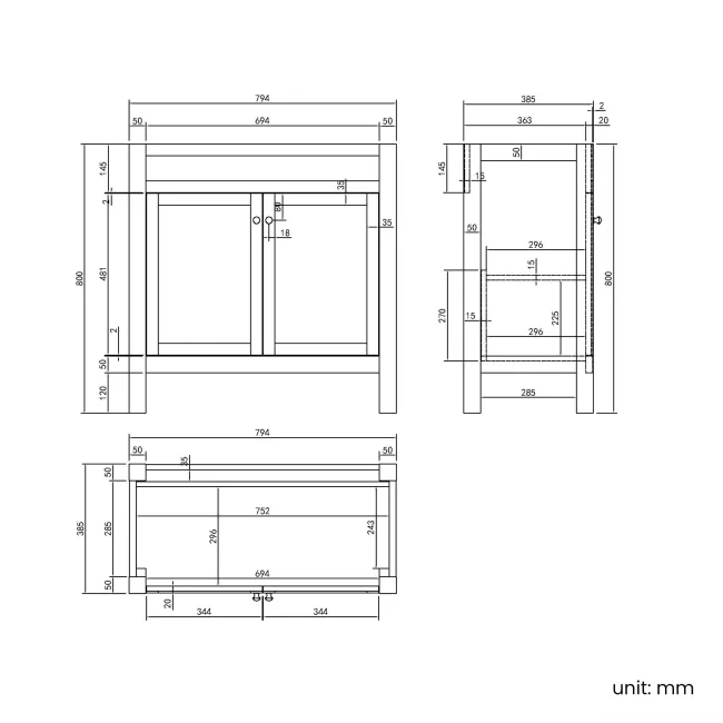 Bermuda Midnight Green Vanity with Marble Top & Oval Counter Top Basin 800mm