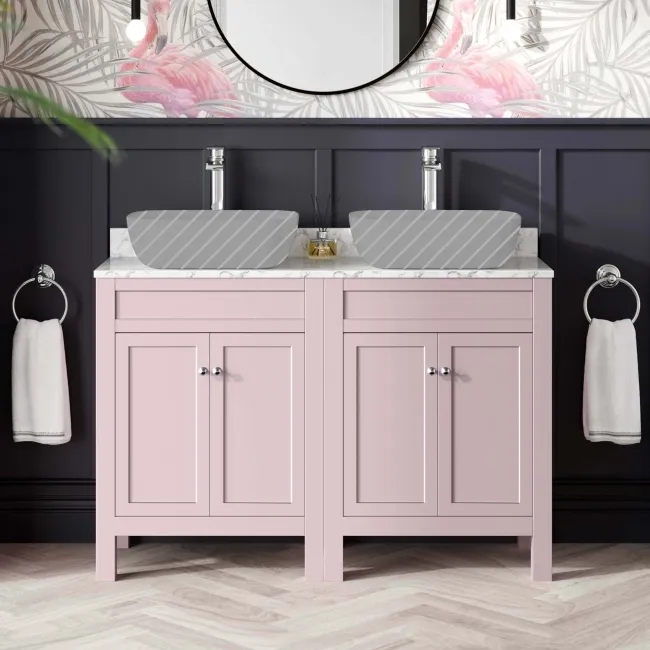 Bermuda Cashmere Pink Cabinet with Marble Top 1200mm - Excludes Counter Top Basin