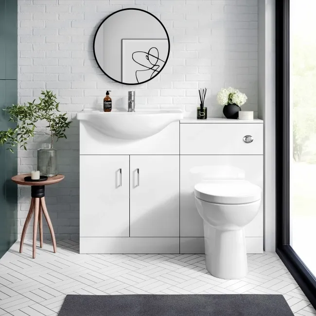 Quartz Gloss White Combination Vanity Basin and Austin Toilet 1150mm