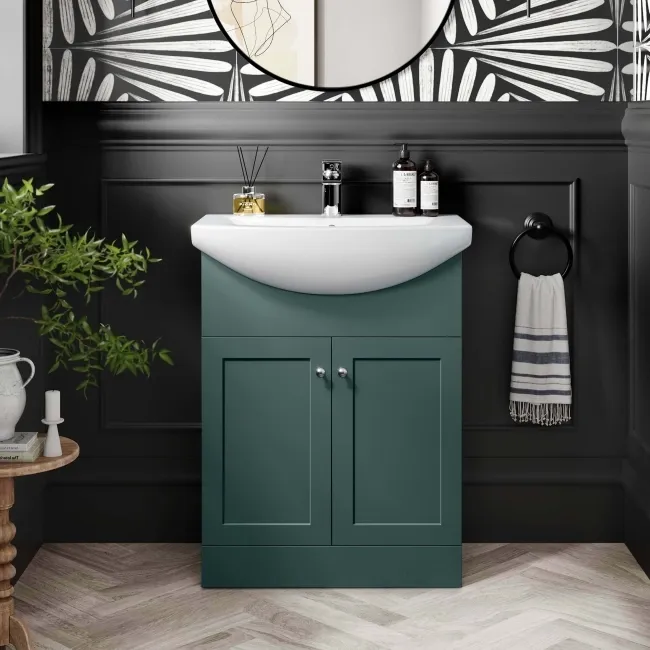 Capri Mystic Green Vanity with Semi Recessed Basin 650mm - Chrome Handles