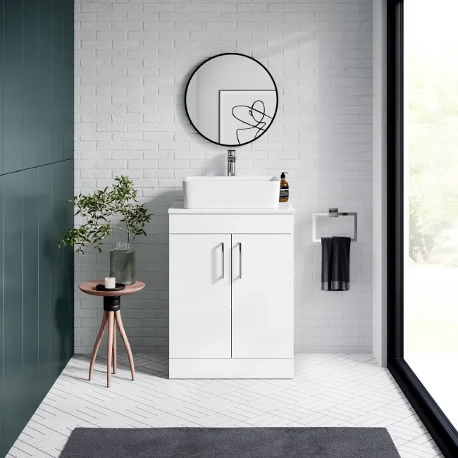 Mersey Gloss White Vanity with Troy Basin 600mm