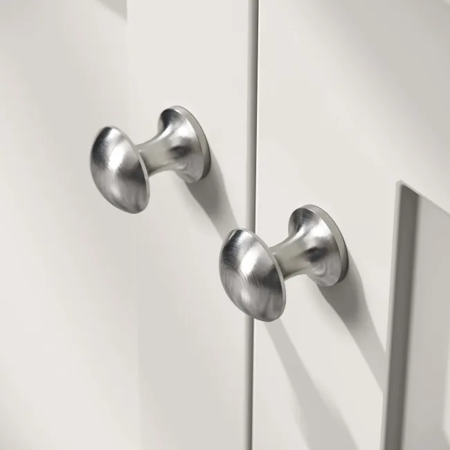 Milos Cotton White Basin Vanity 600mm - Brushed Handles