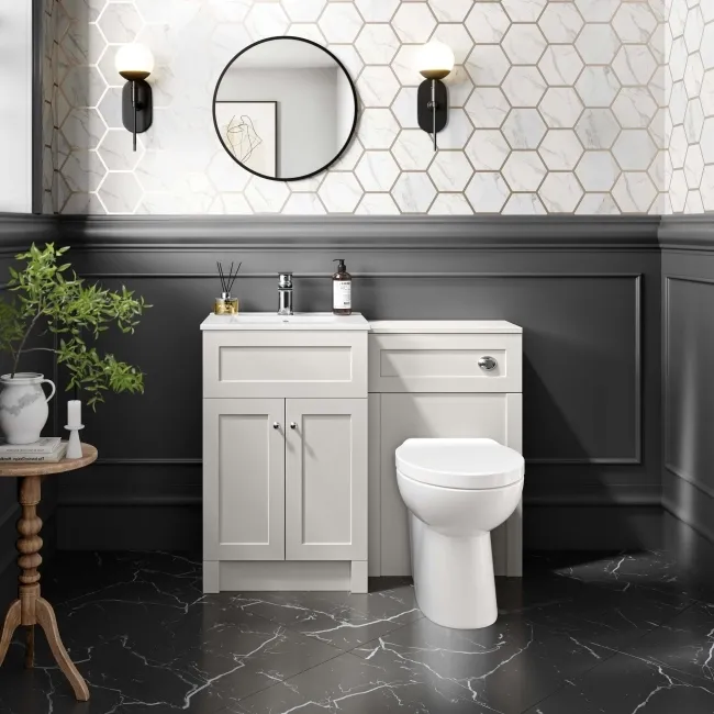 Milos Cotton White Combination Vanity Basin and Austin Toilet 1000mm - Chrome Handles